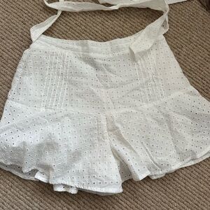 White Skorts with Eyelet Texture